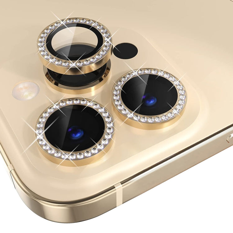 For iPhone 13 Pro / 13 Pro Max NORTHJO Camera Lens Protector Tempered Glass Metal Rhinestone Ring Film(Gold) - HoMEdemic™ 