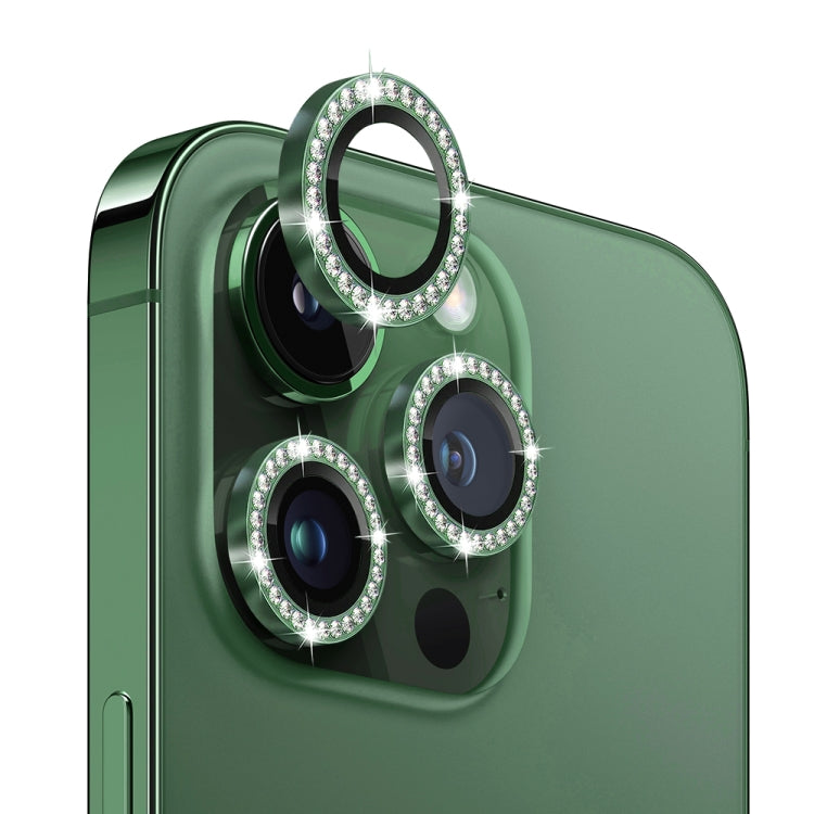For iPhone 13 Pro / 13 Pro Max NORTHJO Camera Lens Protector Tempered Glass Metal Rhinestone Ring Film(Green) - HoMEdemic™ 