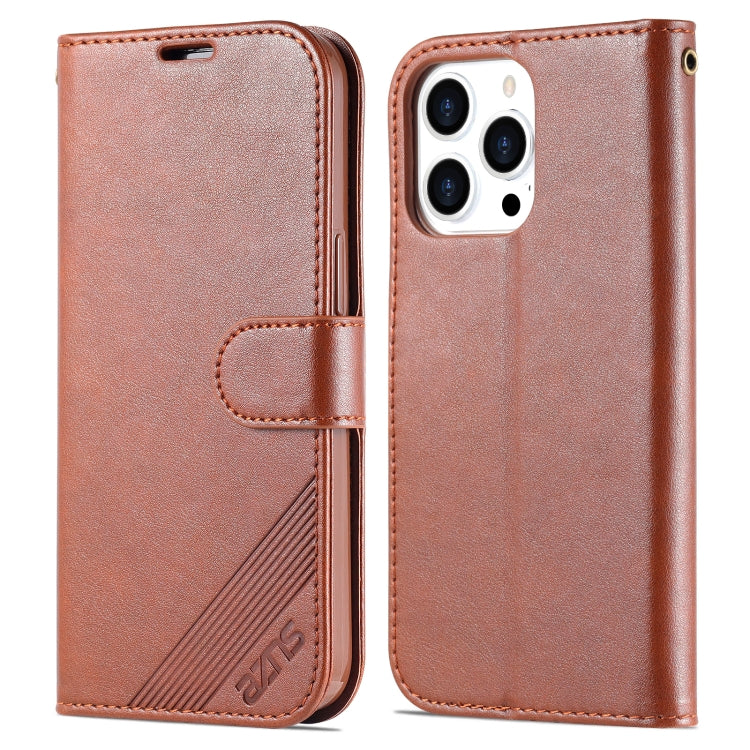 For iPhone 13 Pro AZNS Sheepskin Texture Horizontal Flip Leather Case with Holder & Card Slots & Wallet (Brown) - HoMEdemic™ 