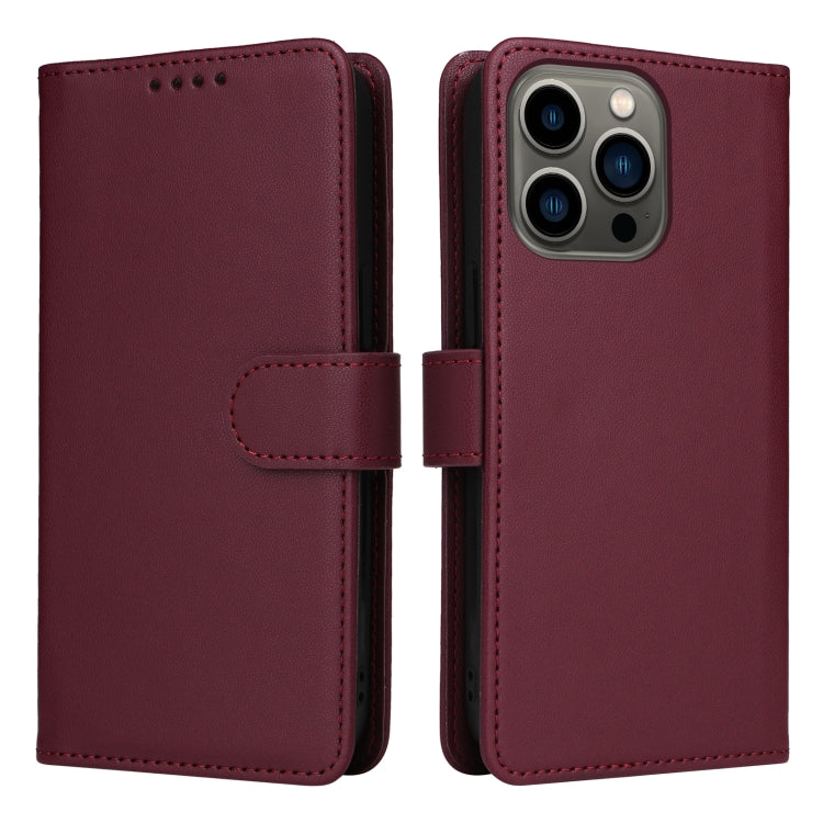 For iPhone 13 Pro BETOPNICE BN-005 2 in 1 Detachable Imitate Genuine Leather Phone Case(Wine Red) - HoMEdemic™ 