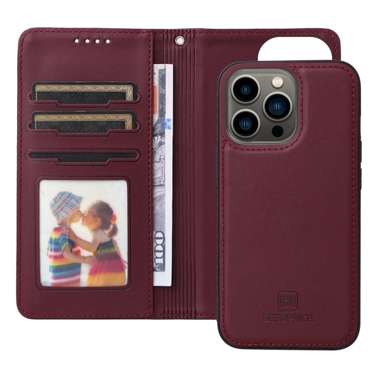 For iPhone 13 Pro BETOPNICE BN-005 2 in 1 Detachable Imitate Genuine Leather Phone Case(Wine Red) - HoMEdemic™ 