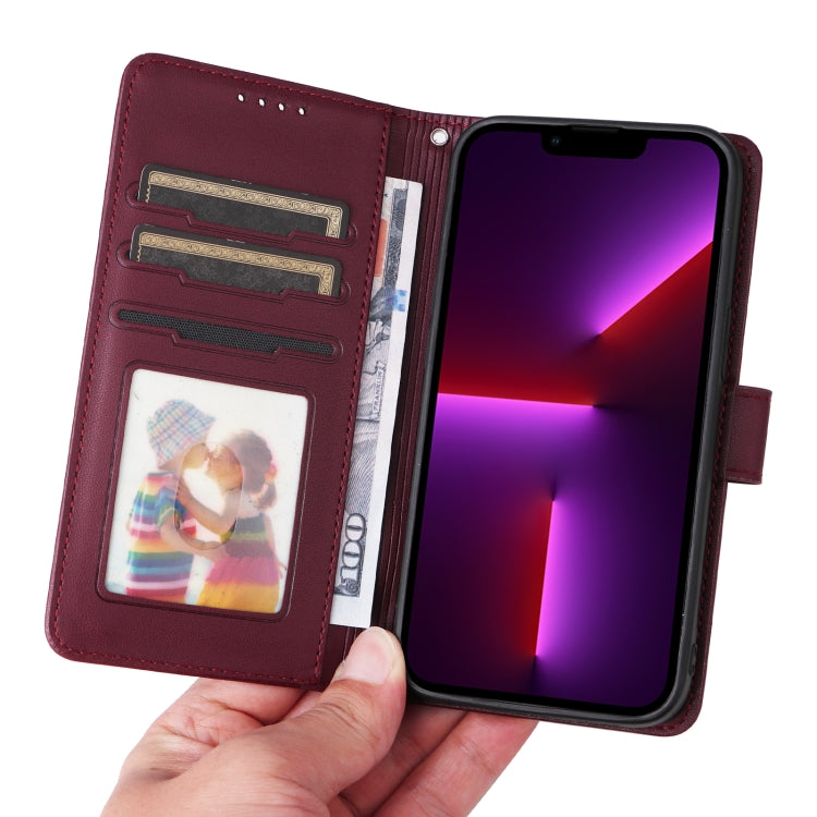 For iPhone 13 Pro BETOPNICE BN-005 2 in 1 Detachable Imitate Genuine Leather Phone Case(Wine Red) - HoMEdemic™ 