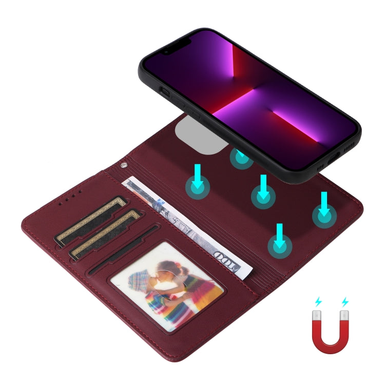 For iPhone 13 Pro BETOPNICE BN-005 2 in 1 Detachable Imitate Genuine Leather Phone Case(Wine Red) - HoMEdemic™ 
