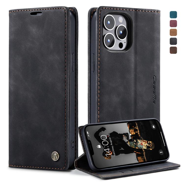 For iPhone 13 Pro CaseMe-013 Multifunctional Retro Frosted Horizontal Flip Leather Case with Card Slot & Holder & Wallet (Black) - HoMEdemic™ 