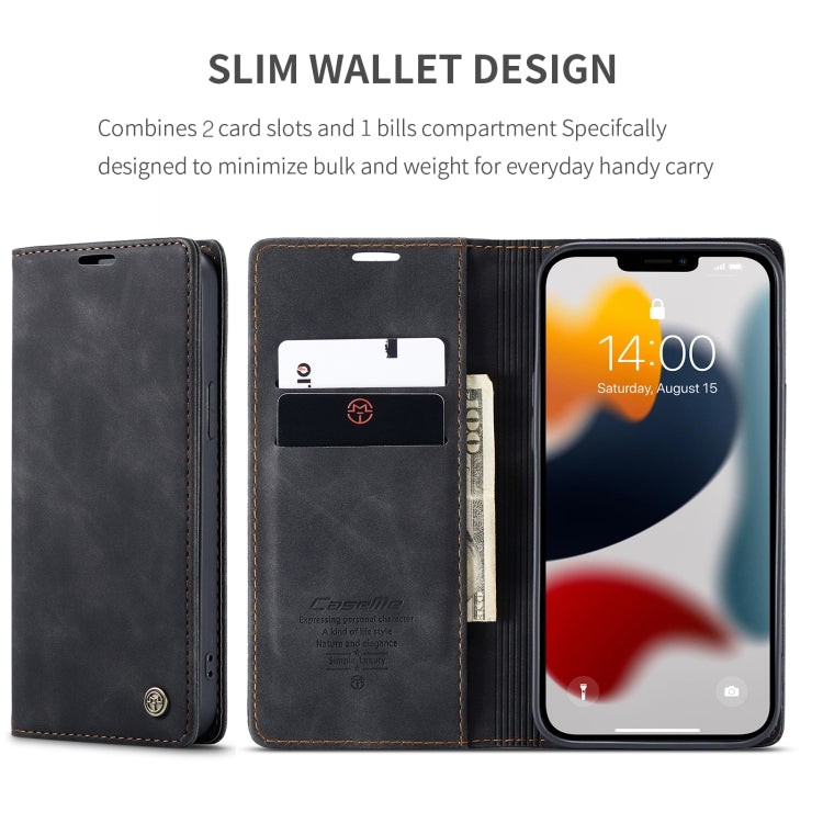For iPhone 13 Pro CaseMe-013 Multifunctional Retro Frosted Horizontal Flip Leather Case with Card Slot & Holder & Wallet (Black) - HoMEdemic™ 