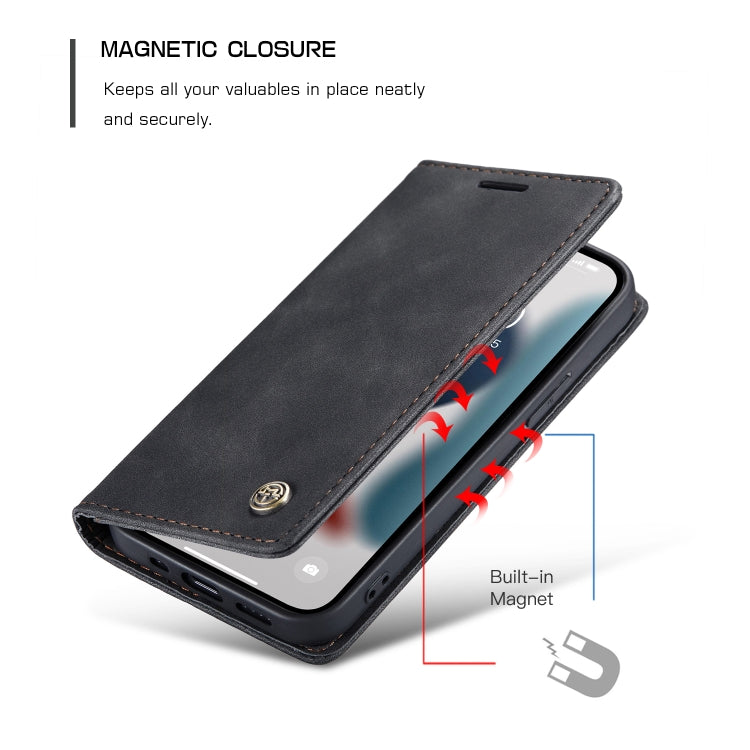 For iPhone 13 Pro CaseMe-013 Multifunctional Retro Frosted Horizontal Flip Leather Case with Card Slot & Holder & Wallet (Black) - HoMEdemic™ 