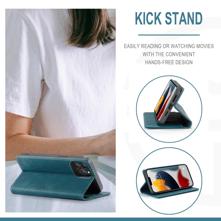 For iPhone 13 Pro CaseMe-013 Multifunctional Retro Frosted Horizontal Flip Leather Case with Card Slot & Holder & Wallet (Blue) - HoMEdemic™ 