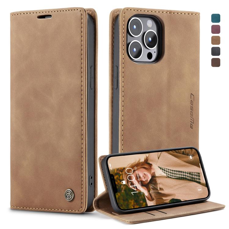 For iPhone 13 Pro CaseMe-013 Multifunctional Retro Frosted Horizontal Flip Leather Case with Card Slot & Holder & Wallet (Brown) - HoMEdemic™ 