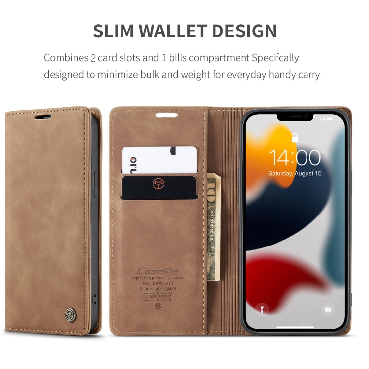 For iPhone 13 Pro CaseMe-013 Multifunctional Retro Frosted Horizontal Flip Leather Case with Card Slot & Holder & Wallet (Brown) - HoMEdemic™ 