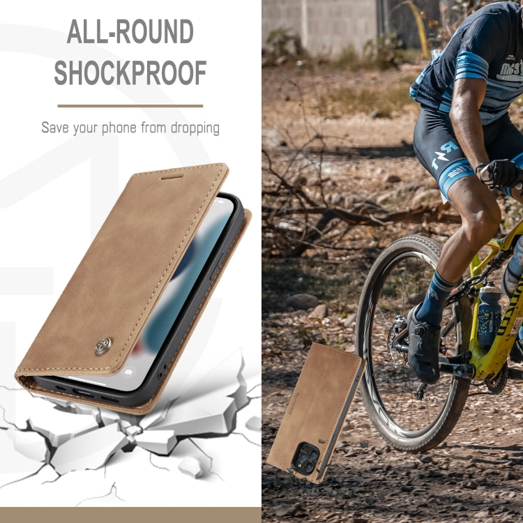 For iPhone 13 Pro CaseMe-013 Multifunctional Retro Frosted Horizontal Flip Leather Case with Card Slot & Holder & Wallet (Brown) - HoMEdemic™ 