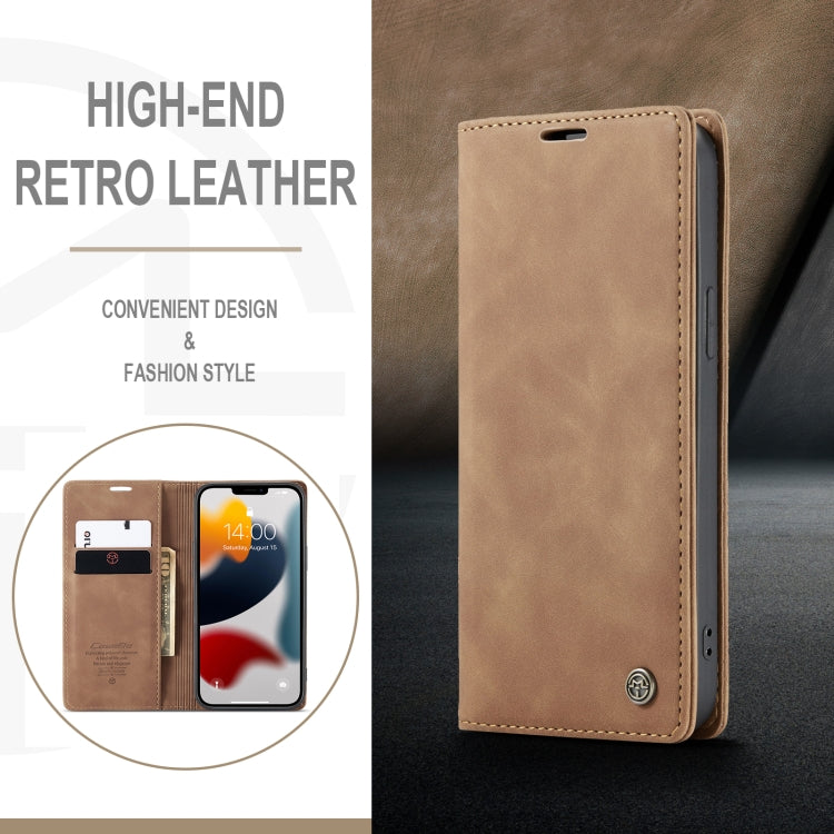 For iPhone 13 Pro CaseMe-013 Multifunctional Retro Frosted Horizontal Flip Leather Case with Card Slot & Holder & Wallet (Brown) - HoMEdemic™ 