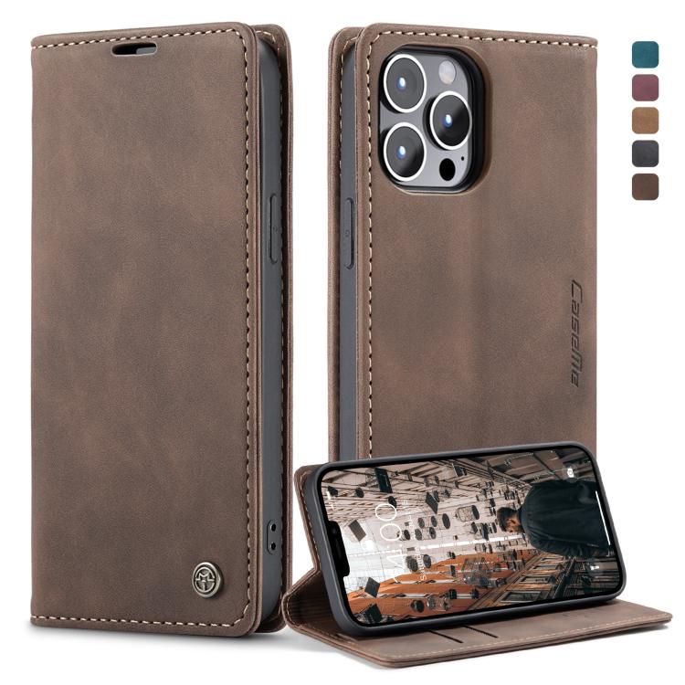 For iPhone 13 Pro CaseMe-013 Multifunctional Retro Frosted Horizontal Flip Leather Case with Card Slot & Holder & Wallet (Coffee) - HoMEdemic™ 