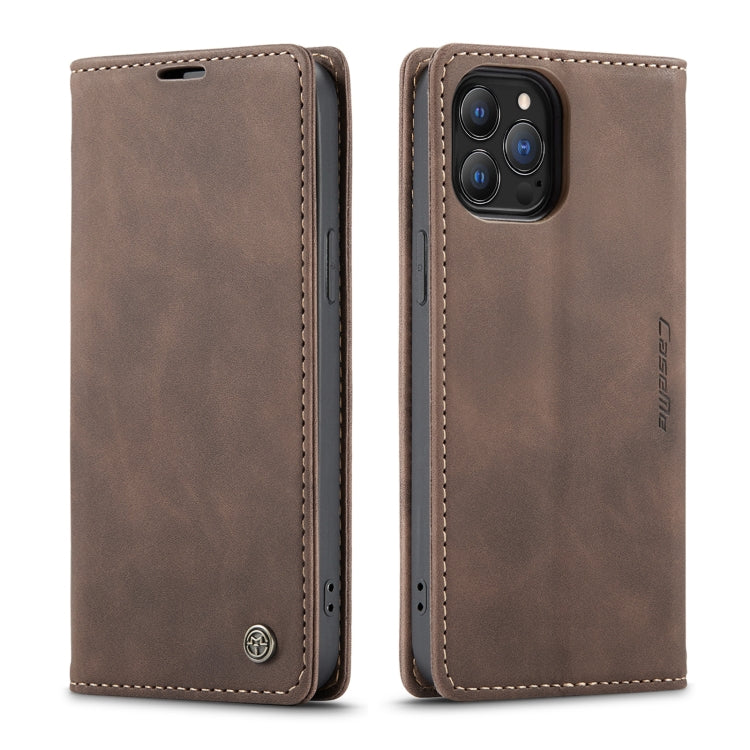 For iPhone 13 Pro CaseMe-013 Multifunctional Retro Frosted Horizontal Flip Leather Case with Card Slot & Holder & Wallet (Coffee) - HoMEdemic™ 