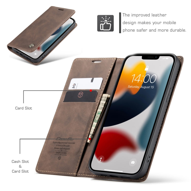 For iPhone 13 Pro CaseMe-013 Multifunctional Retro Frosted Horizontal Flip Leather Case with Card Slot & Holder & Wallet (Coffee) - HoMEdemic™ 