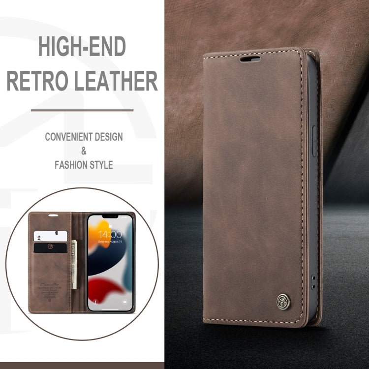 For iPhone 13 Pro CaseMe-013 Multifunctional Retro Frosted Horizontal Flip Leather Case with Card Slot & Holder & Wallet (Coffee) - HoMEdemic™ 
