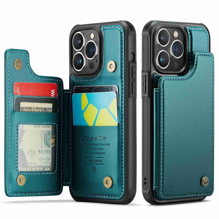 For iPhone 13 Pro CaseMe C22 Card Slots Holder RFID Anti-theft Phone Case(Blue Green) - HoMEdemic™ 
