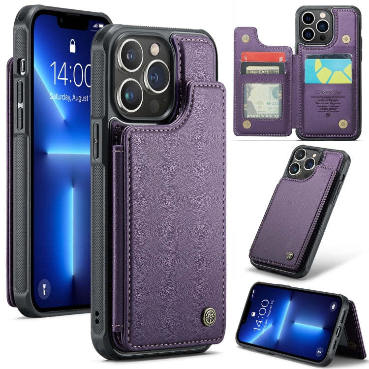 For iPhone 13 Pro CaseMe C22 Card Slots Holder RFID Anti-theft Phone Case(Purple) - HoMEdemic™ 