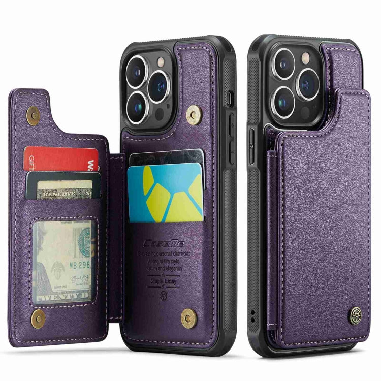 For iPhone 13 Pro CaseMe C22 Card Slots Holder RFID Anti-theft Phone Case(Purple) - HoMEdemic™ 