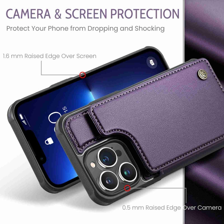 For iPhone 13 Pro CaseMe C22 Card Slots Holder RFID Anti-theft Phone Case(Purple) - HoMEdemic™ 