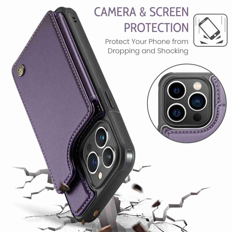 For iPhone 13 Pro CaseMe C22 Card Slots Holder RFID Anti-theft Phone Case(Purple) - HoMEdemic™ 