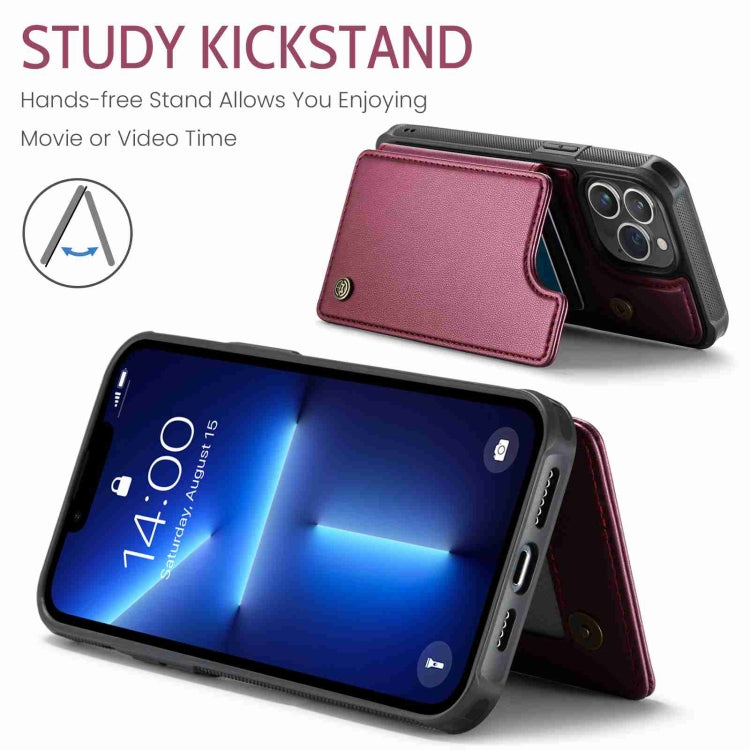 For iPhone 13 Pro CaseMe C22 Card Slots Holder RFID Anti-theft Phone Case(Wine Red) - HoMEdemic™ 
