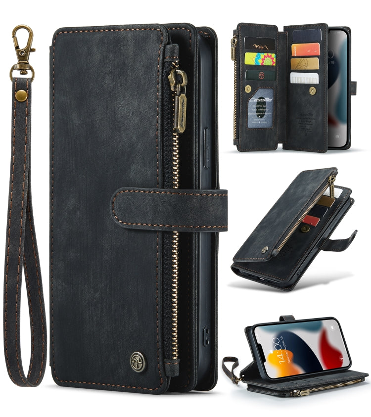 For iPhone 13 Pro CaseMe-C30 PU + TPU Multifunctional Horizontal Flip Leather Case with Holder & Card Slot & Wallet & Zipper Pocket (Black) - HoMEdemic™ 