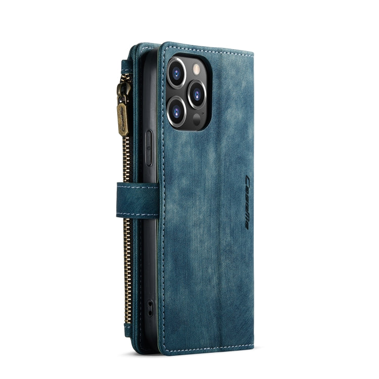 For iPhone 13 Pro CaseMe-C30 PU + TPU Multifunctional Horizontal Flip Leather Case with Holder & Card Slot & Wallet & Zipper Pocket (Blue) - HoMEdemic™ 