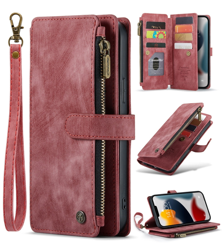 For iPhone 13 Pro CaseMe-C30 PU + TPU Multifunctional Horizontal Flip Leather Case with Holder & Card Slot & Wallet & Zipper Pocket (Red) - HoMEdemic™ 