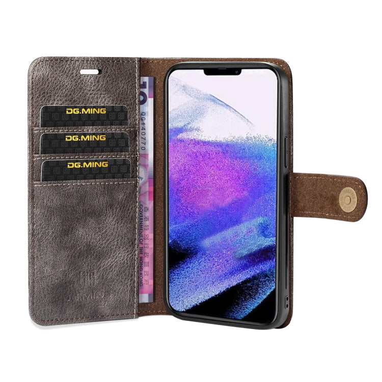 For iPhone 13 Pro DG.MING Crazy Horse Texture Flip Detachable Magnetic Leather Case with Holder & Card Slots & Wallet (Grey) - HoMEdemic™ 