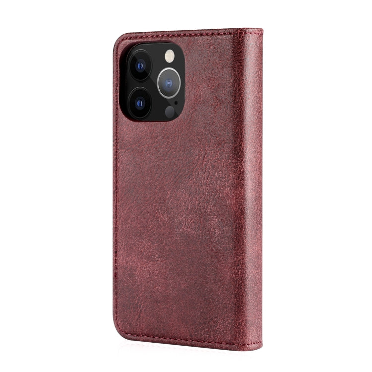 For iPhone 13 Pro DG.MING Crazy Horse Texture Flip Detachable Magnetic Leather Case with Holder & Card Slots & Wallet (Red) - HoMEdemic™ 