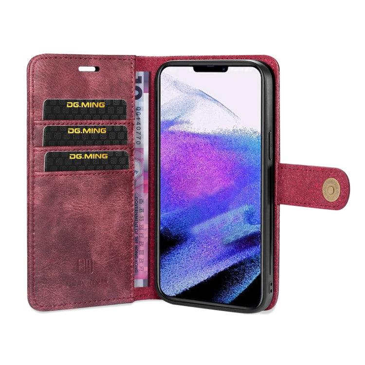 For iPhone 13 Pro DG.MING Crazy Horse Texture Flip Detachable Magnetic Leather Case with Holder & Card Slots & Wallet (Red) - HoMEdemic™ 