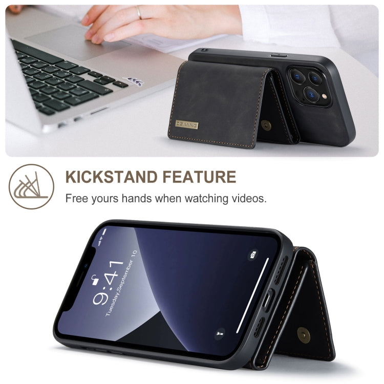 For iPhone 13 Pro DG.MING M1 Series 3-Fold Multi Card Wallet Shockproof Case with Holder Function (Black) - HoMEdemic™ 