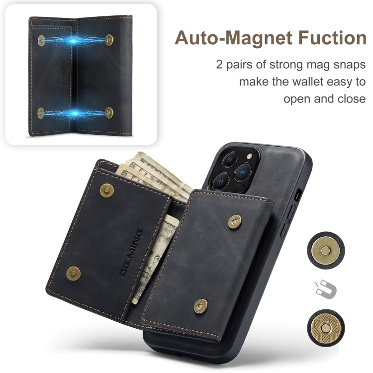 For iPhone 13 Pro DG.MING M1 Series 3-Fold Multi Card Wallet Shockproof Case with Holder Function (Black) - HoMEdemic™ 