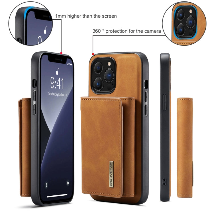 For iPhone 13 Pro DG.MING M1 Series 3-Fold Multi Card Wallet Shockproof Case with Holder Function (Brown) - HoMEdemic™ 