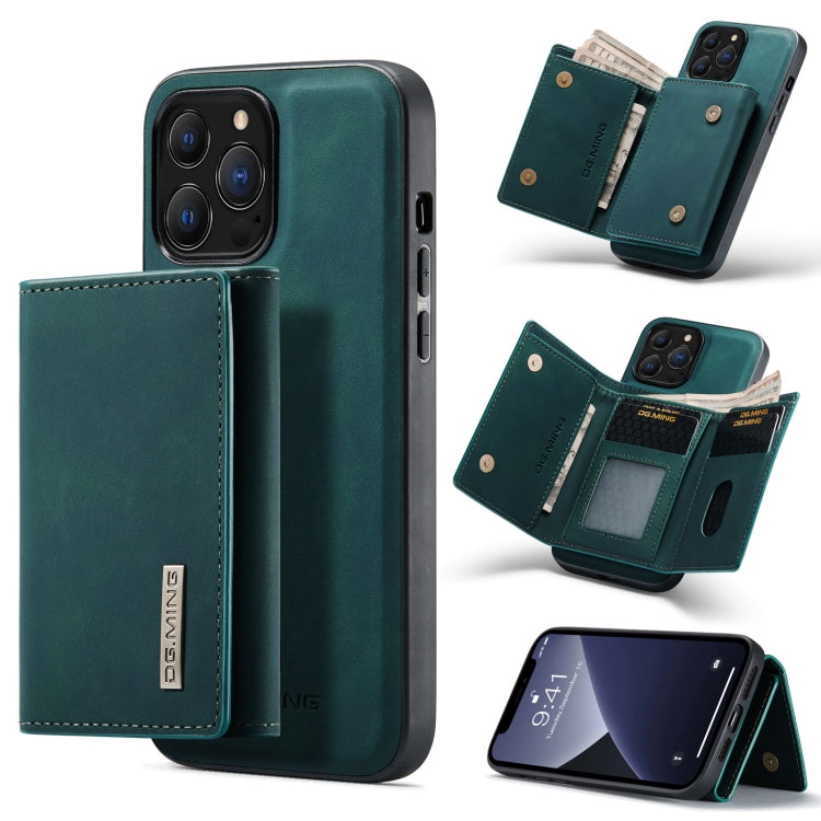 For iPhone 13 Pro DG.MING M1 Series 3-Fold Multi Card Wallet Shockproof Case with Holder Function (Green) - HoMEdemic™ 