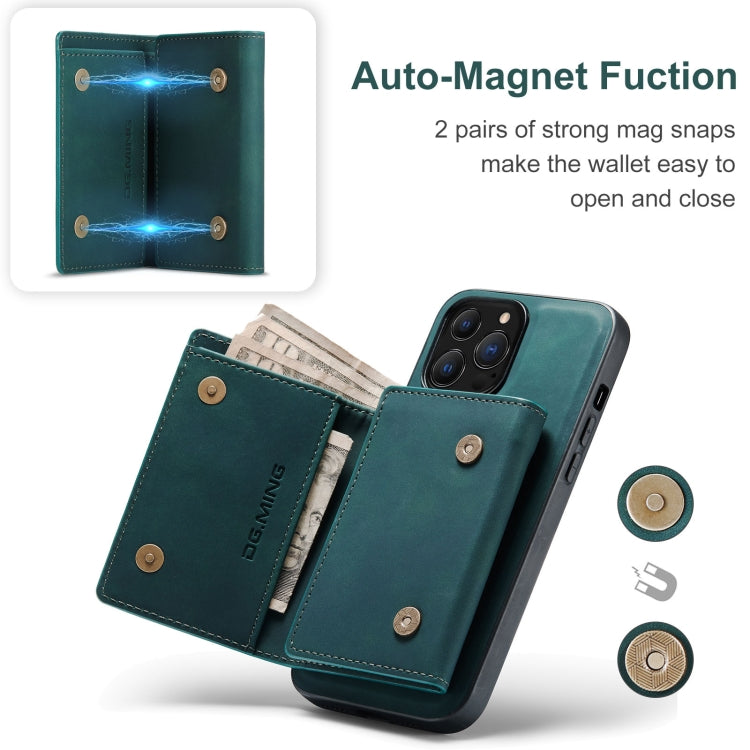 For iPhone 13 Pro DG.MING M1 Series 3-Fold Multi Card Wallet Shockproof Case with Holder Function (Green) - HoMEdemic™ 