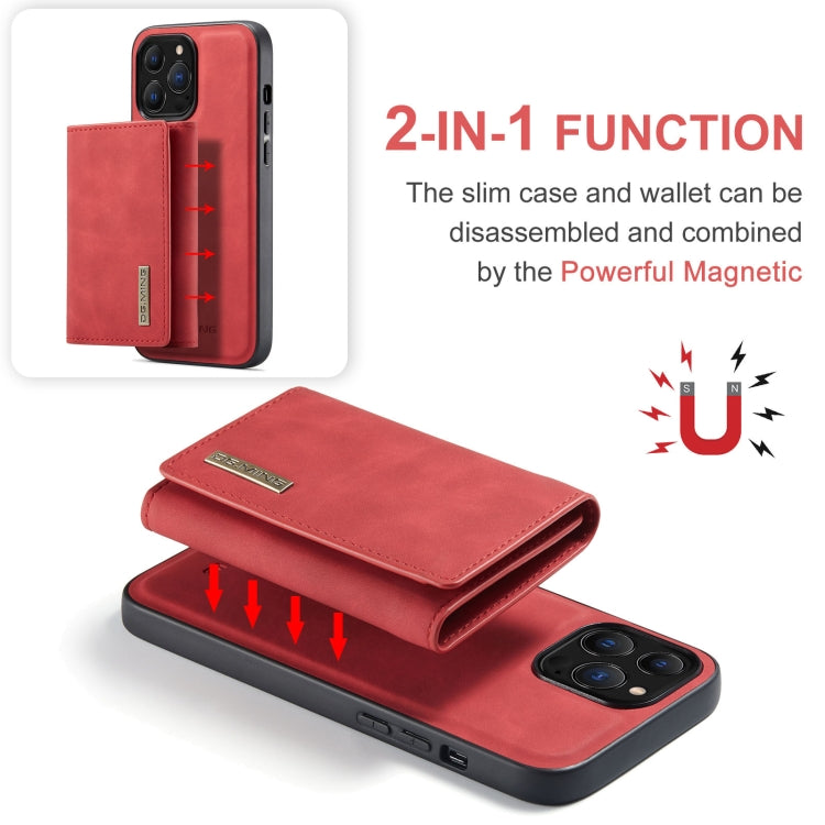 For iPhone 13 Pro DG.MING M1 Series 3-Fold Multi Card Wallet Shockproof Case with Holder Function (Red) - HoMEdemic™ 