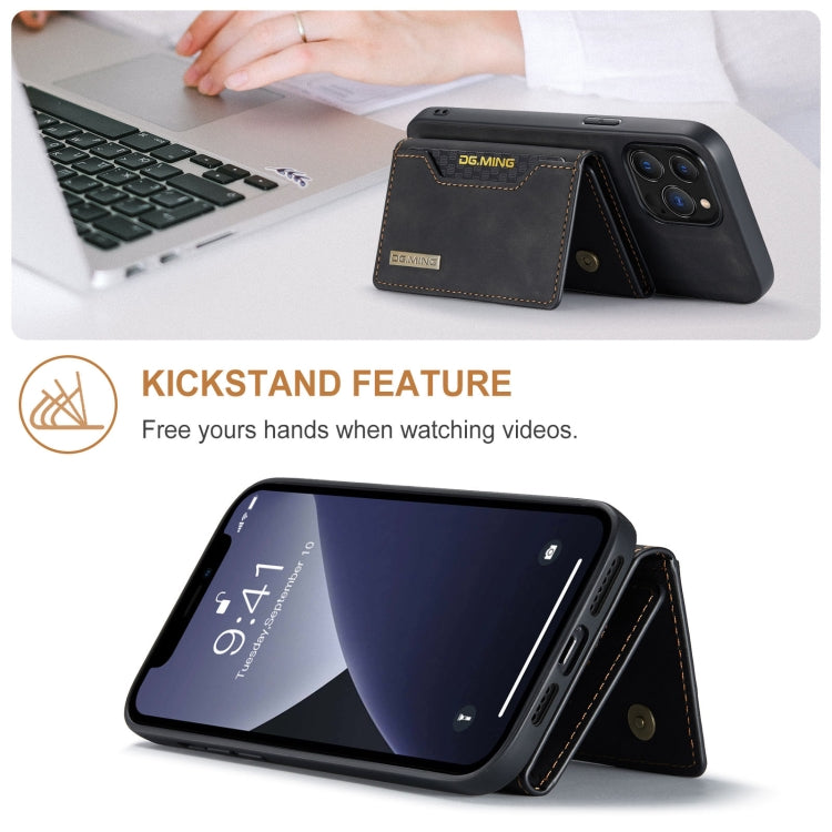 For iPhone 13 Pro DG.MING M2 Series 3-Fold Card Bag Shockproof Case with Wallet & Holder Function (Black) - HoMEdemic™ 