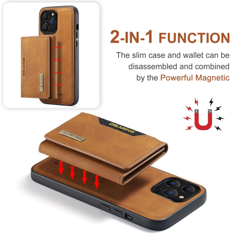 For iPhone 13 Pro DG.MING M2 Series 3-Fold Card Bag Shockproof Case with Wallet & Holder Function (Brown) - HoMEdemic™ 