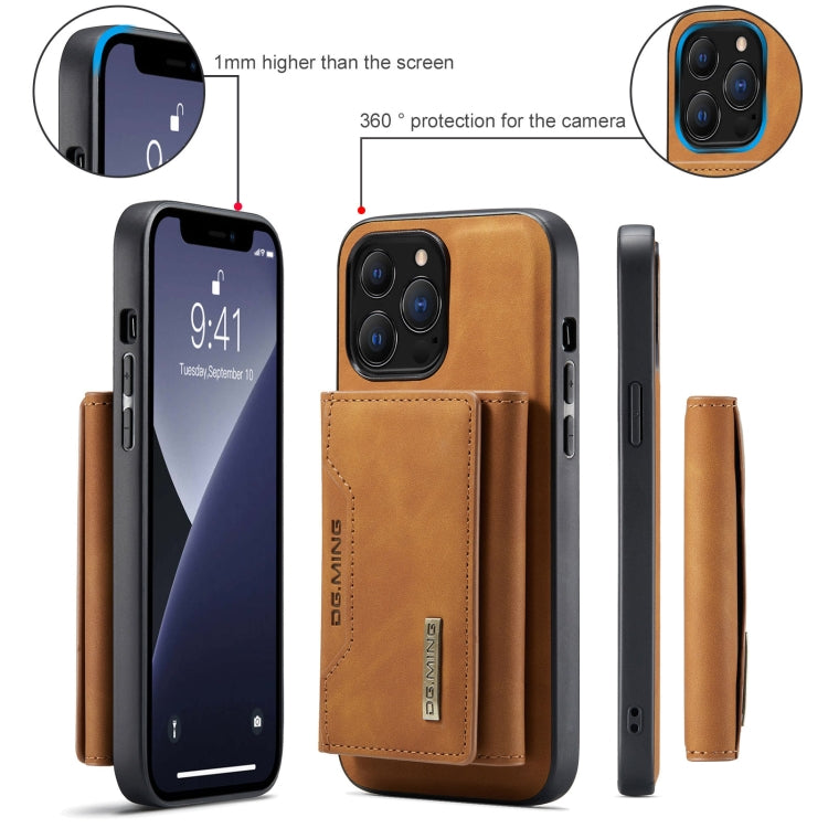 For iPhone 13 Pro DG.MING M2 Series 3-Fold Card Bag Shockproof Case with Wallet & Holder Function (Brown) - HoMEdemic™ 