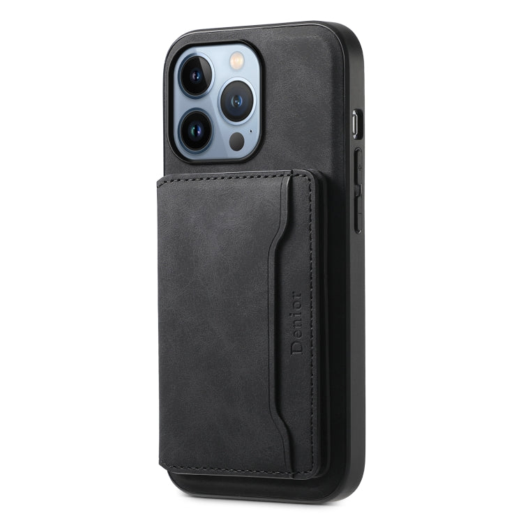 For iPhone 13 Pro Denior D13 Retro Texture Leather MagSafe Card Bag Phone Case(Black) - HoMEdemic™ 