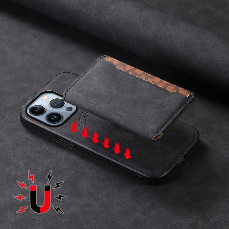 For iPhone 13 Pro Denior D13 Retro Texture Leather MagSafe Card Bag Phone Case(Black) - HoMEdemic™ 