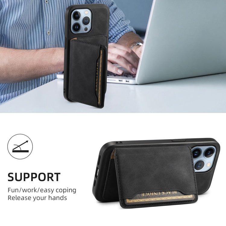 For iPhone 13 Pro Denior D13 Retro Texture Leather MagSafe Card Bag Phone Case(Black) - HoMEdemic™ 