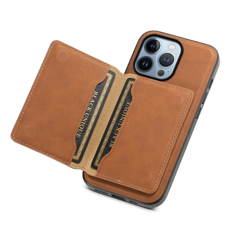 For iPhone 13 Pro Denior D13 Retro Texture Leather MagSafe Card Bag Phone Case(Brown) - HoMEdemic™ 