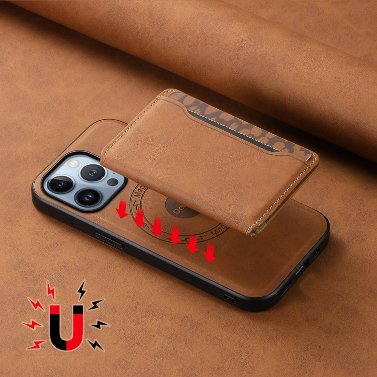 For iPhone 13 Pro Denior D13 Retro Texture Leather MagSafe Card Bag Phone Case(Brown) - HoMEdemic™ 