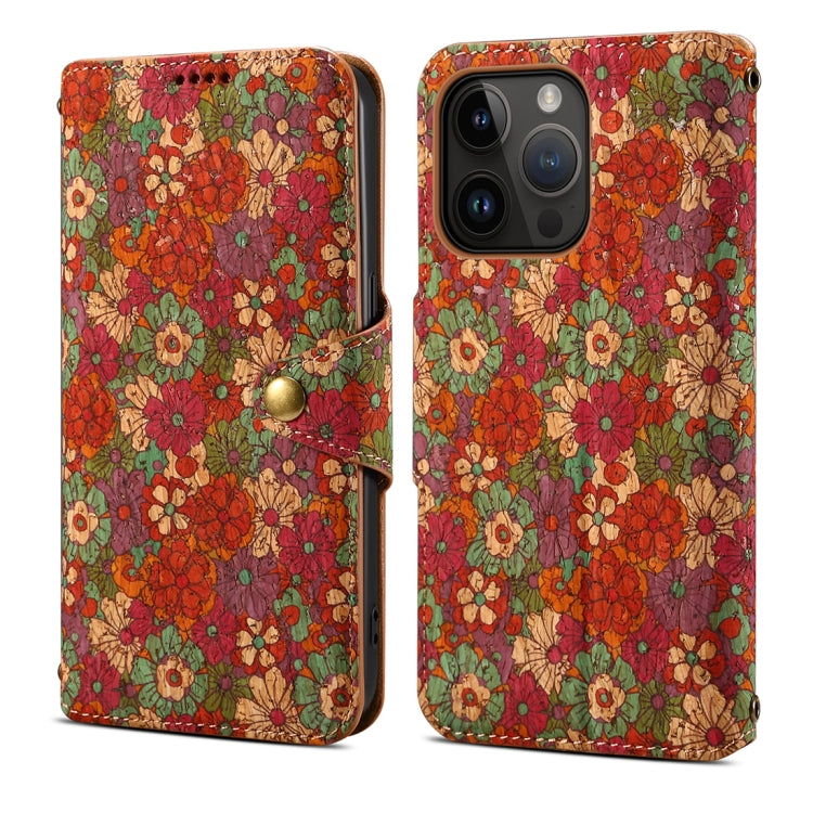 For iPhone 13 Pro Denior Flower Language Series Cork Fabric Oil Edge Leather Phone Case(Summer) - HoMEdemic™ 