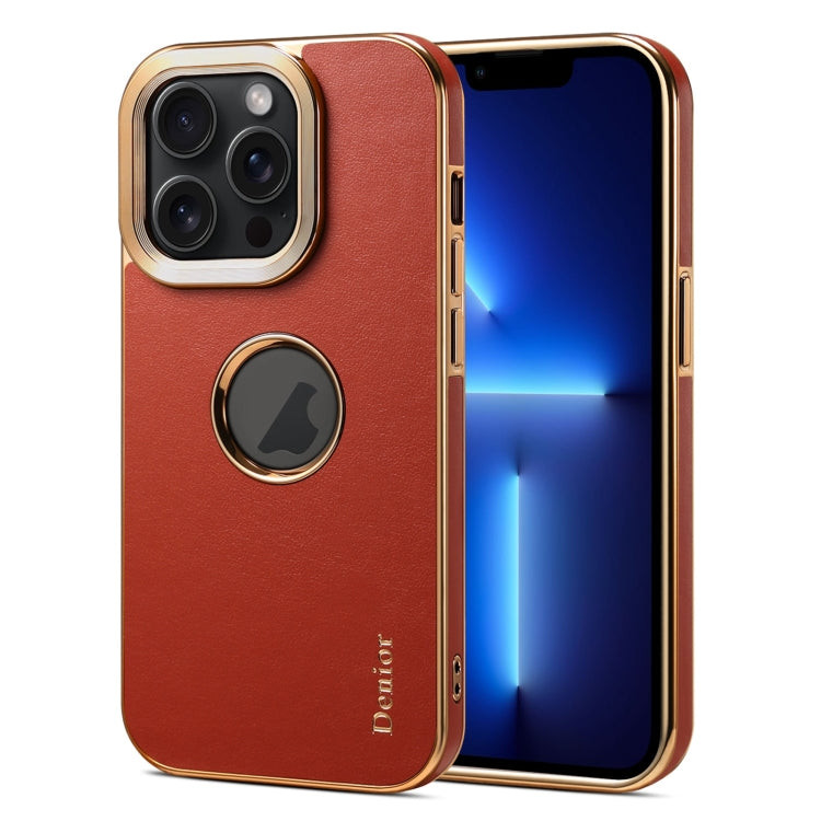 For iPhone 13 Pro Denior Fragrant Calf Texture Electroplating Phone Case(Maroon Red) - HoMEdemic™ 