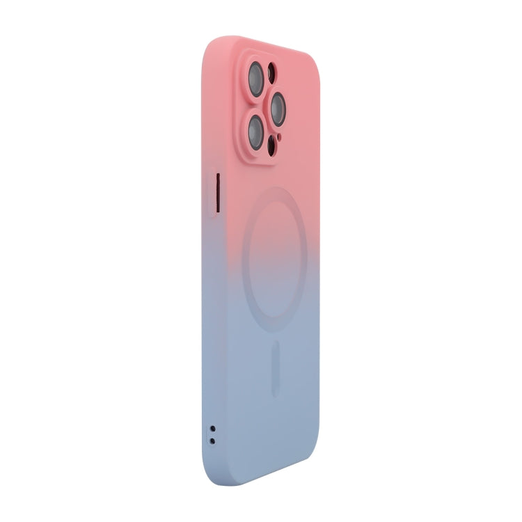 For iPhone 13 Pro ENKAY Hat-Prince MagSafe Rainbow Gradient Silicone Phone Case with Lens Film(Pink Blue) - HoMEdemic™ 