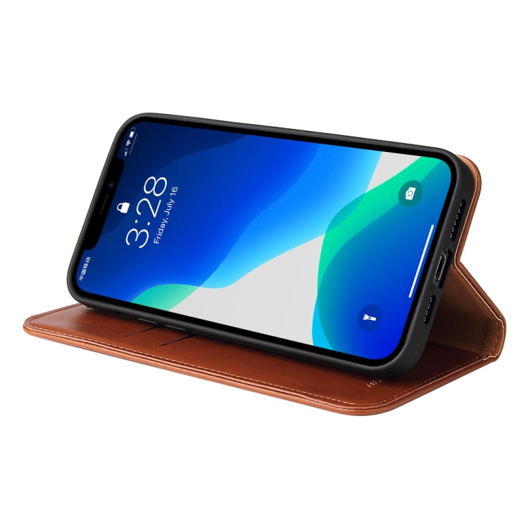 For iPhone 13 Pro Fierre Shann PU Leather Texture Horizontal Flip Leather Case with Holder & Card Slots & Wallet (Brown) - HoMEdemic™ 