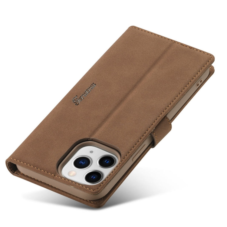 For iPhone 13 Pro Forwenw F1 Series Matte Strong Magnetism Horizontal Flip Leather Case with Holder & Card Slots & Wallet & Photo Frame (Brown) - HoMEdemic™ 